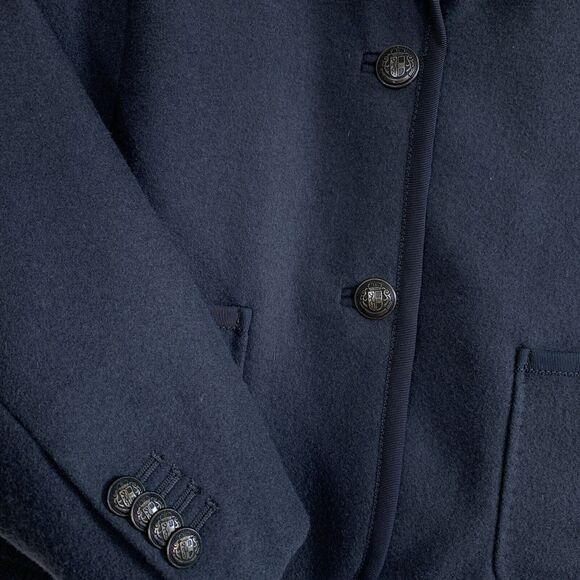 Lands End Wool School Boy Blazer Jacket Gray Metal Crest Buttons Lined Womens 8 - Picture 3 of 9